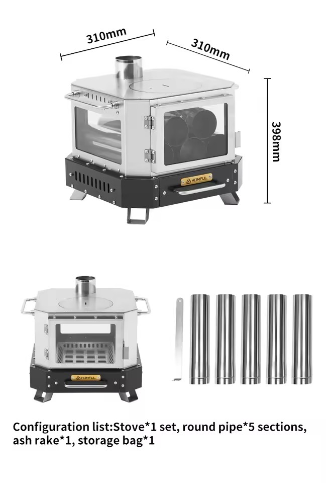 Camping Cooking Roll - HOMFUL ポータブル薪ストーブ 家庭用暖房 薪焚き式 ポータブル屋外キャンプ調理器具 コンプリートセット