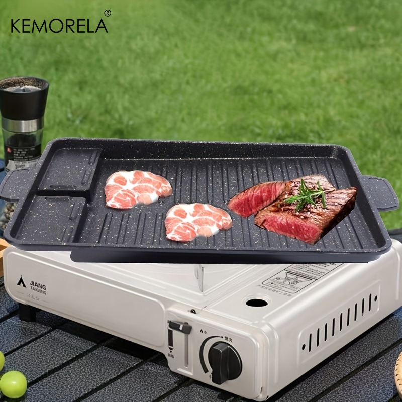Camping Cooking Range - 韓国風グリルミートプレート アルミチタンコーティング バーベキューパン キャンプ用グリドル アウトドアカセットコンロ・IH対応