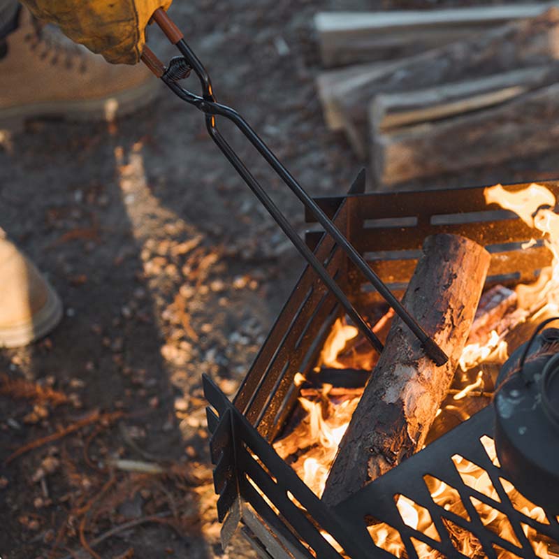 Camping Cooking Fire - ShineTrip新型アウトドアキャンプファイヤーポーカー、厚みのある耐熱炭素鋼製ファイヤーポーカー、ピクニックBBQ用軽量ポータブルプライヤー