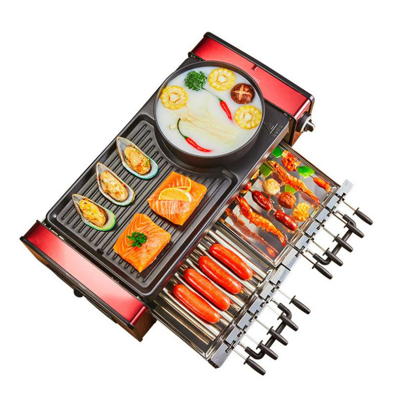 Camping Cooking Hot Plate - 家庭用ノンスティックBBQマシン電気グリルキャンプ用ホットポット無煙電気バーベキューコンロ