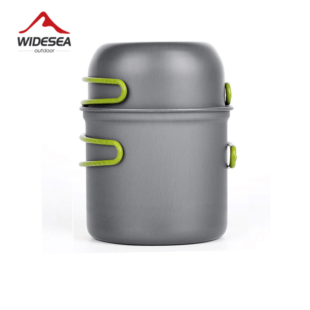 Camping Cooking Set Stainless Steel - ワイドシー超軽量キャンプ調理器具アウトドア食器ポットセットハイキングピクニック旅行ツーリスト食器用品装備