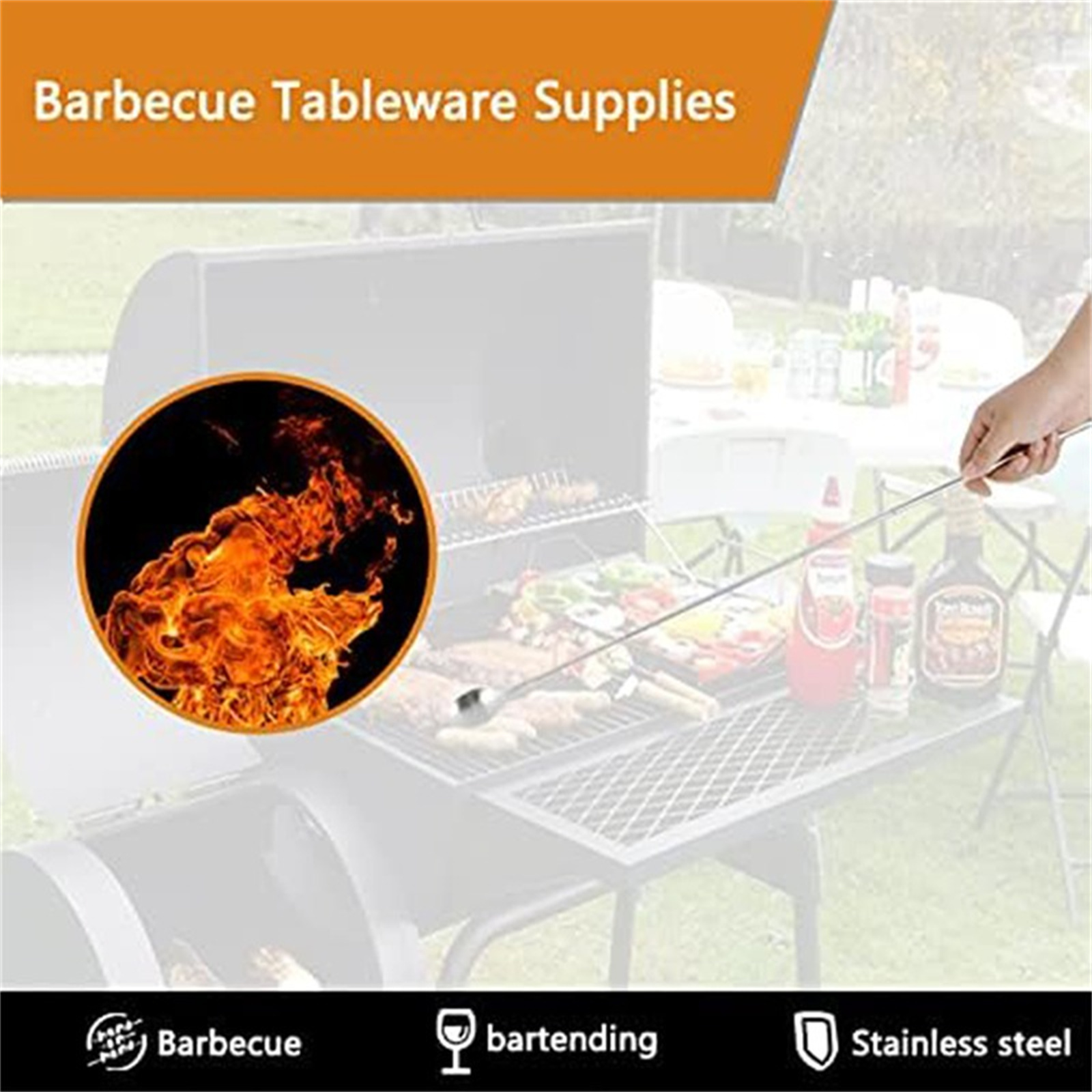 Camping Cooking Kitchen Set - 伸縮式バーベキュー用品格納式バーベキューフォークスプーンキャンプピクニック屋外調理用ステンレス鋼キッチンツール
