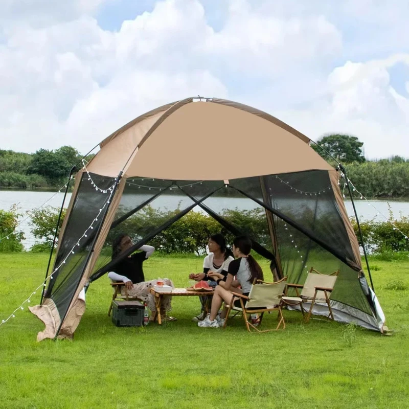 Camping Cooking Canopy - 屋外日よけキャンプテント、防風防雨UPF50+ UV保護ビーチテント、キャンプ調理用ポータブル折りたたみキャノピー