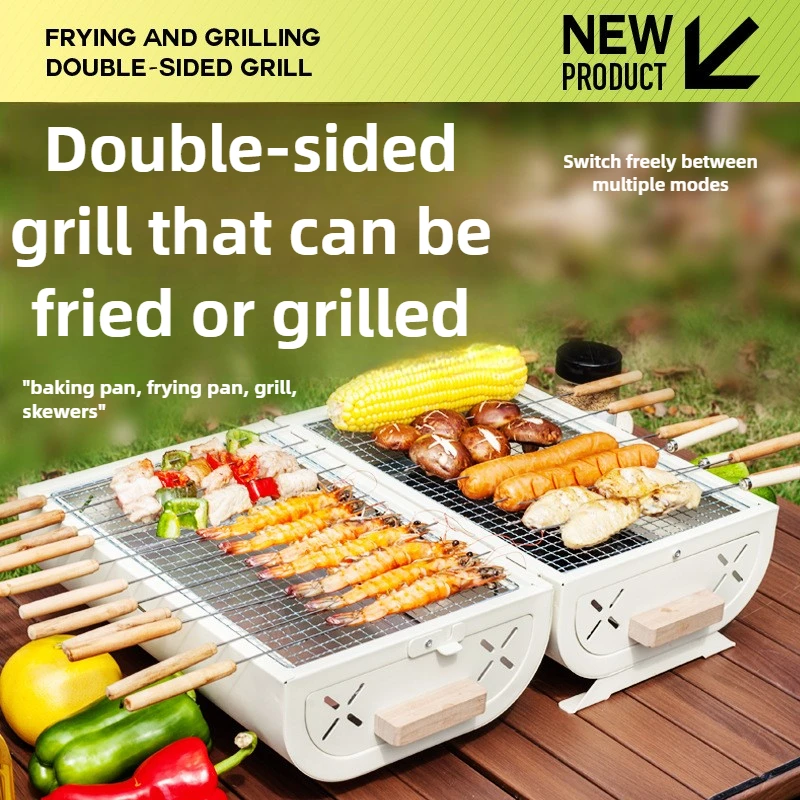 Camping Cooking Portable - バーベキューオーブン家庭用グリルポータブル屋外キャンプ禁煙グリルバーベキュー調理器具両面使用可能