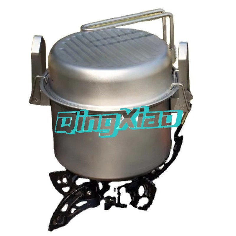 Camping Cooking Portable - 屋外用304ステンレス鋼多機能キャンプ調理器具鍋、蒸し、揚げ、炊飯用、ポータブルネスティングデザイン