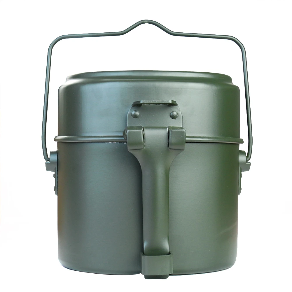 Camping Cooking Kitchen Set - ポータブル合金ポットとボウルランチボックスセット軽量耐久性のあるキャンプキッチンアウトドアクッキングピクニックハイキング軍用食器