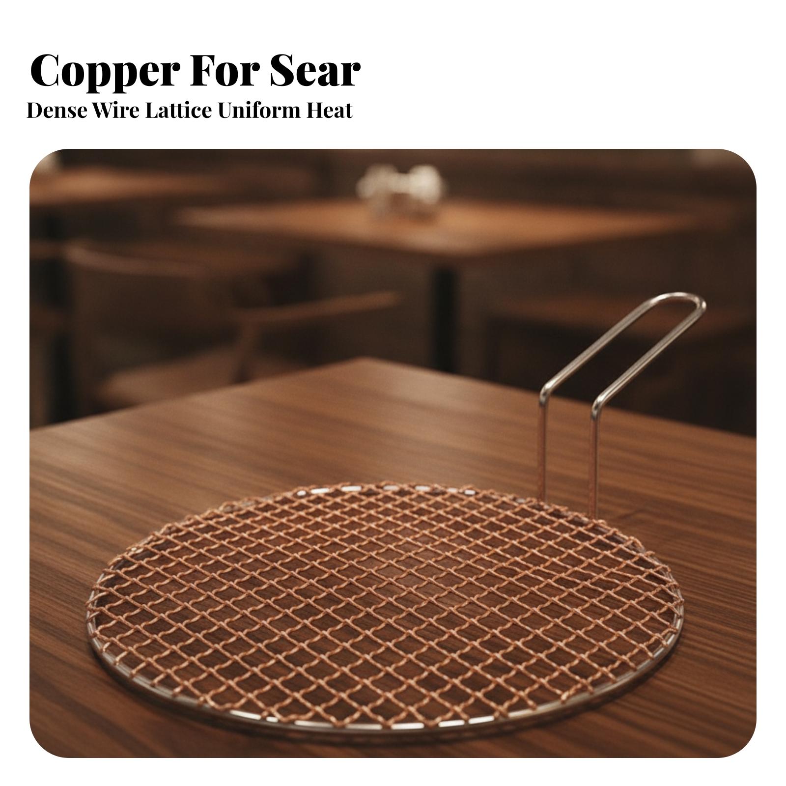 持ち手付きポータブル銅メッシュ丸型グリルスクリーン、炭火バー - Camping Cooking Portable のレビューと価格