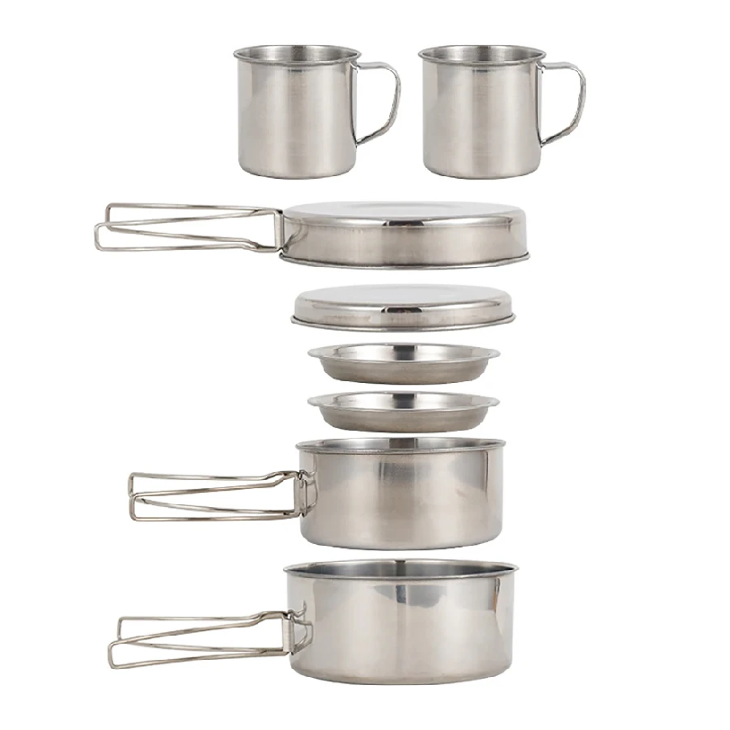 8個/セット キャンプ調理器具セット ステンレス製調理鍋とフ - Camping Cooking Roll のレビューと価格