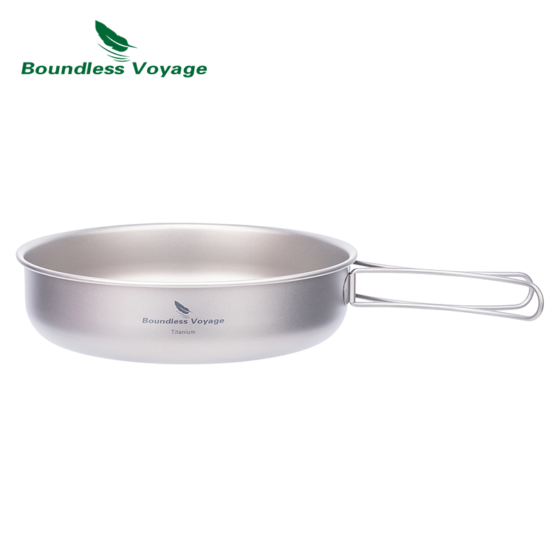 寝袋のない旅-チタンフライパン、折りたたみハンドル付きプレー - Camping Cooking Range のレビューと価格
