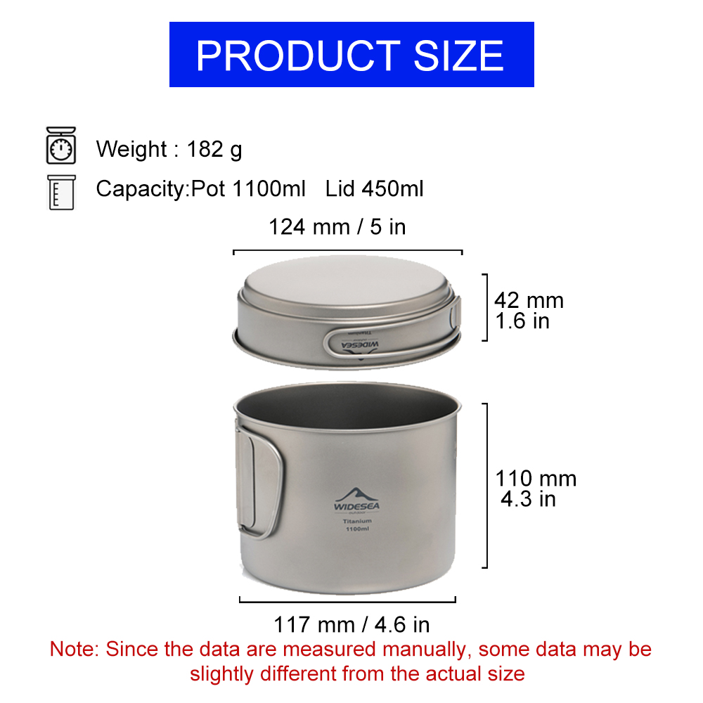 Widesea 超軽量チタンキャンプポット 1100ml 折 - Camping Cooking Oil のレビューと価格