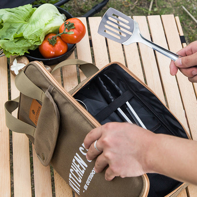 8 個キャンプキッチン調理器具セットポータブルバッグアウトド - Camping Cooking Set Stainless Steel のレビューと価格