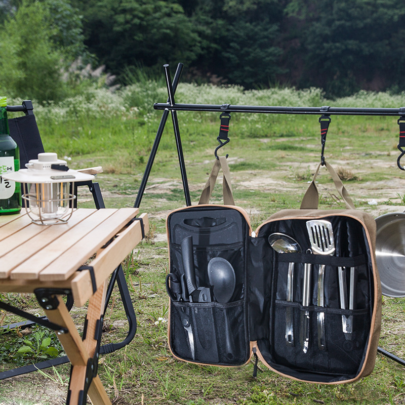 8 個キャンプキッチン調理器具セットポータブルバッグアウトド - Camping Cooking Set Stainless Steel のレビューと価格