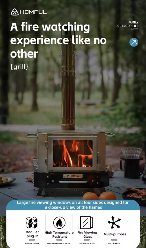 HOMFUL ポータブル薪ストーブ 家庭用暖房 薪焚き式 ポ - Camping Cooking Roll のレビューと価格