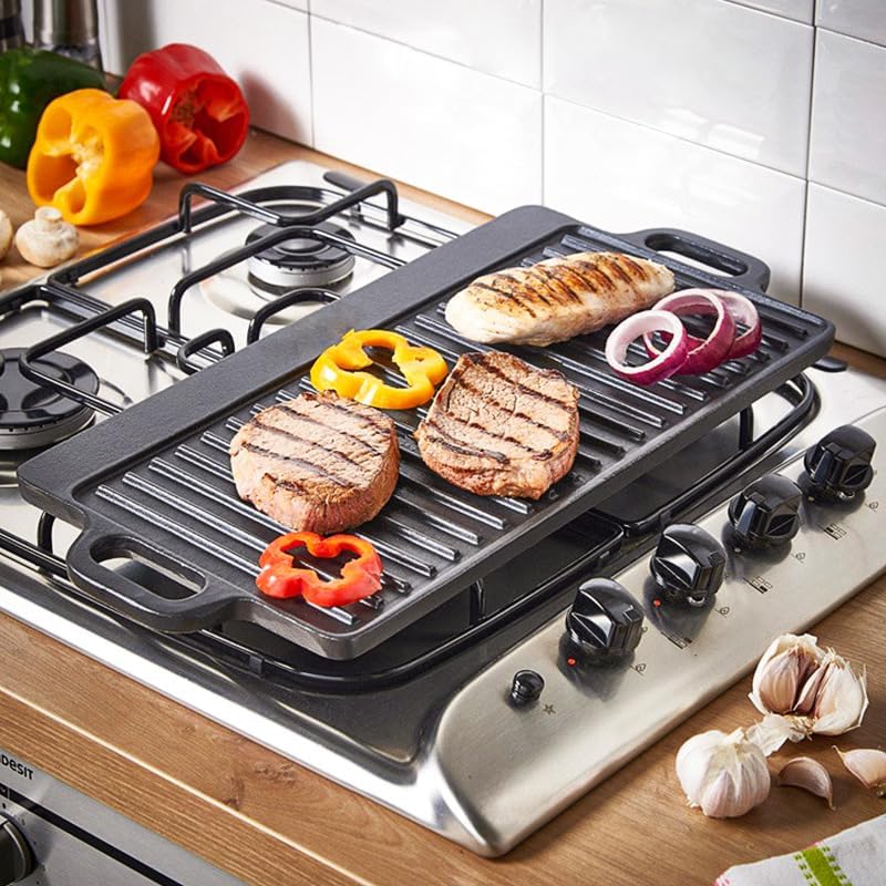 未コーティング鋳鉄グリルプレートストライプグリドルパン家庭用 - Camping Cooking Range のレビューと価格