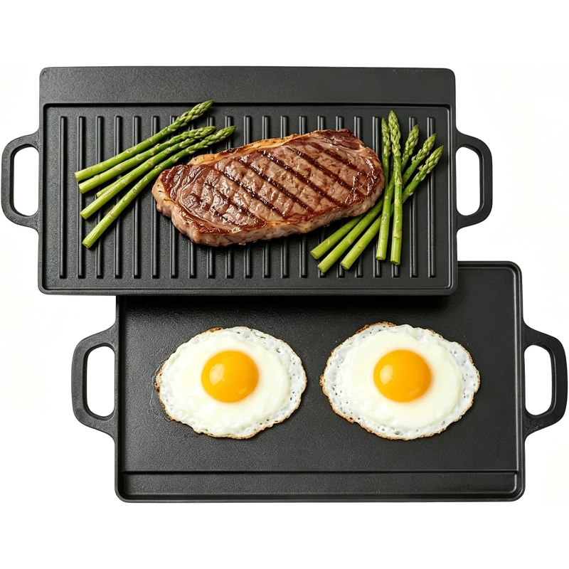未コーティング鋳鉄グリルプレートストライプグリドルパン家庭用 - Camping Cooking Range のレビューと価格