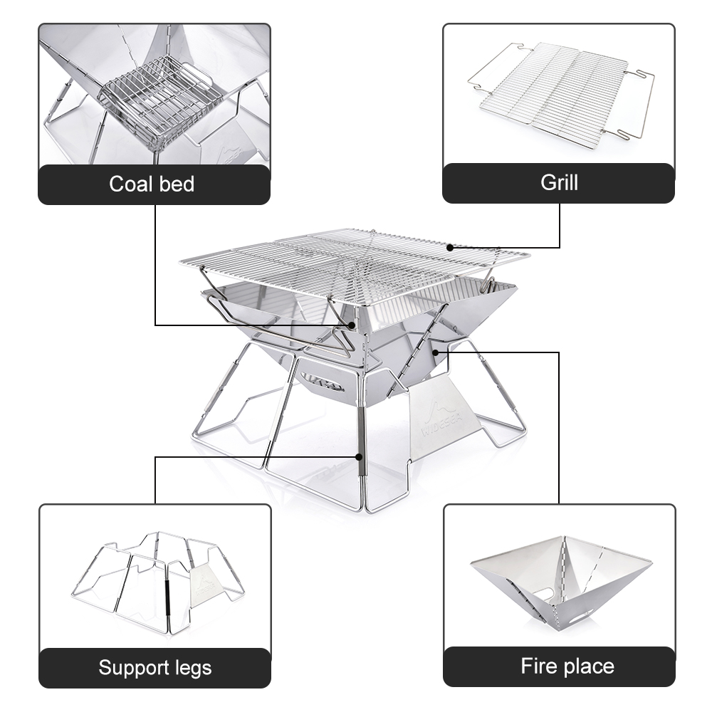 Widesea 防風薪キャンプグリル屋外ステンレス鋼荒野サバ - Camping Cooking Fire のレビューと価格