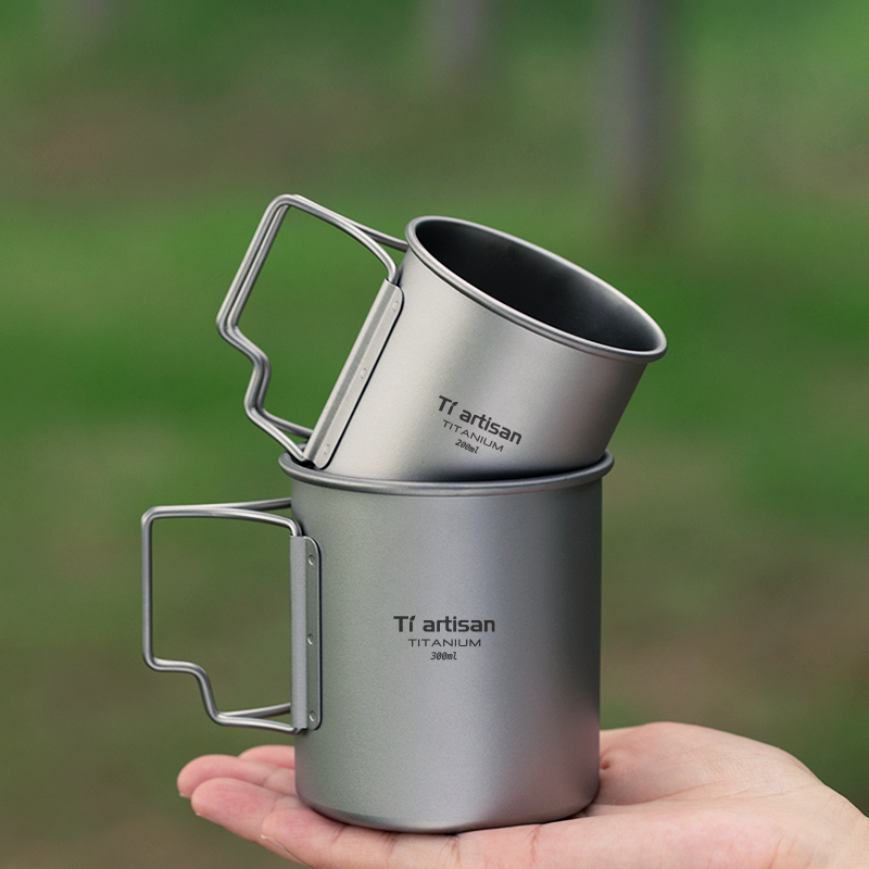 Tiartisan 屋外チタン軽量ポータブルティーコーヒーカ - Camping Cooking Set Stainless Steel のレビューと価格