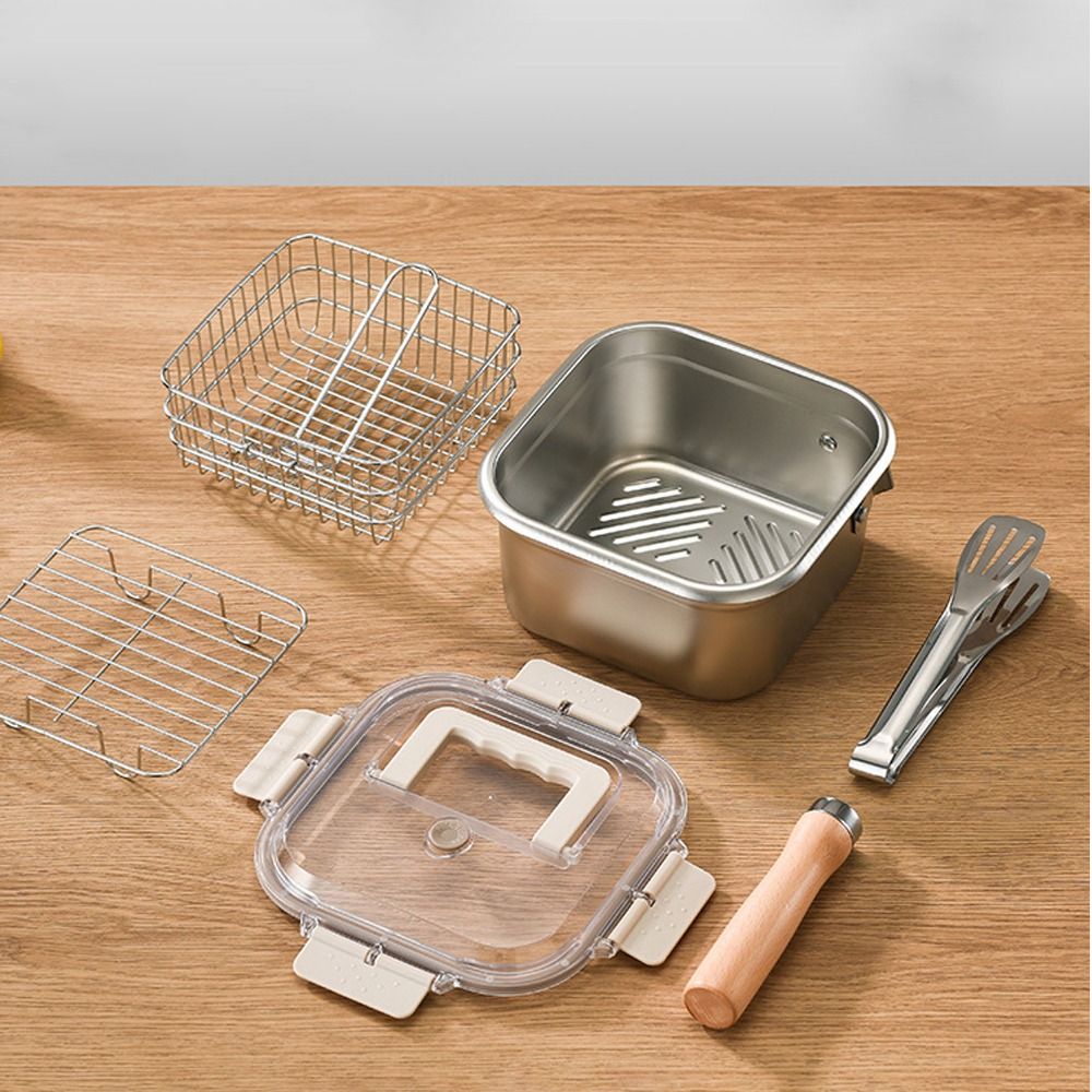 ポータブルステンレス鋼フライパン正方形ノンスティック調理鍋バ - Camping Cooking Roll のレビューと価格