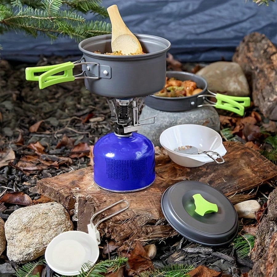キャンプ用調理セット：収納バッグ付きポータブル食器鍋＆アウト - Camping Cooking Set Stainless Steel のレビューと価格