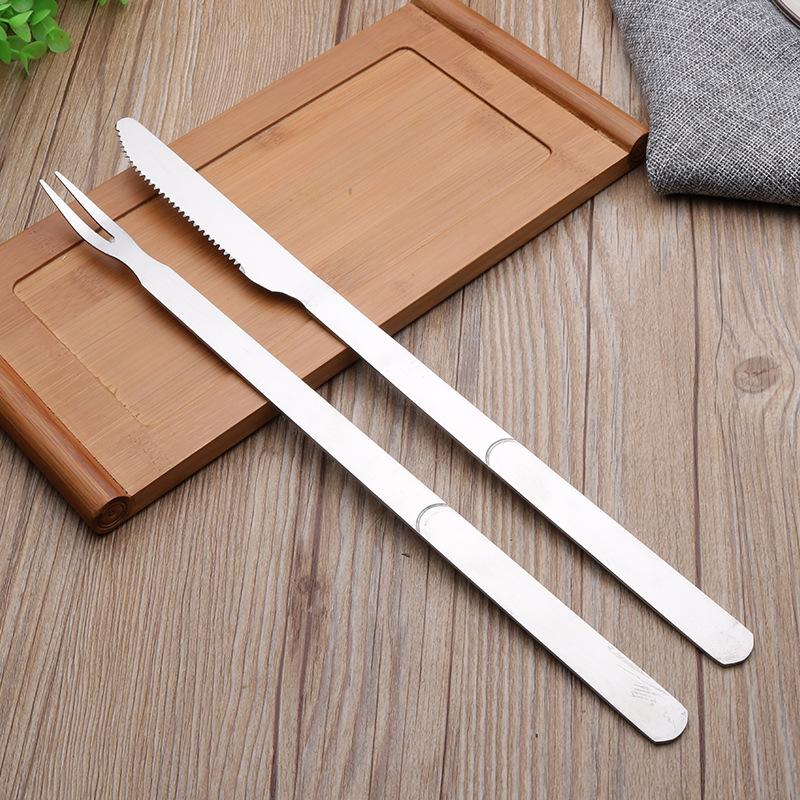 ステンレス製ラムレッグBBQナイフ＆フォークセット アウトド - Camping Cooking Gifts のレビューと価格