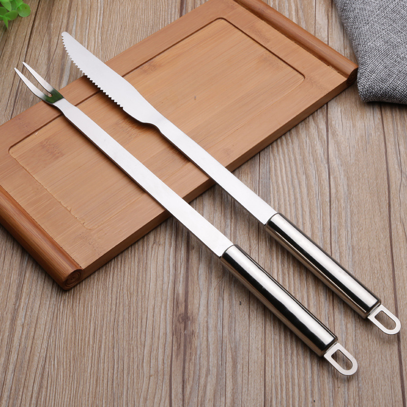 ステンレス製ラムレッグBBQナイフ＆フォークセット アウトド - Camping Cooking Gifts のレビューと価格