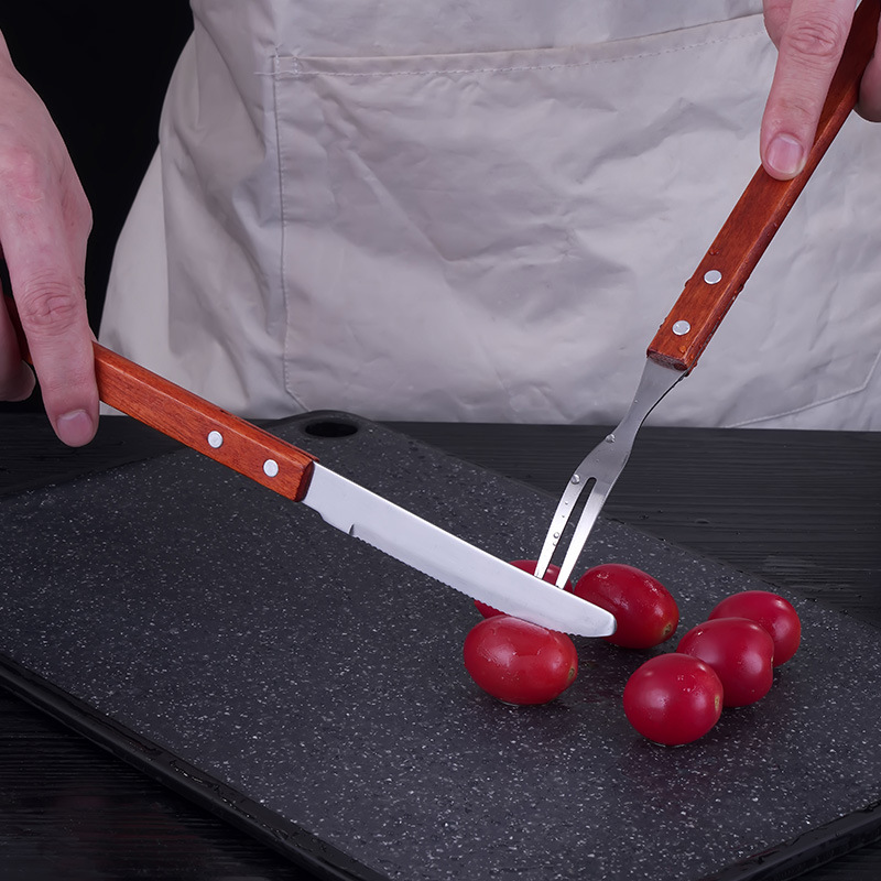 ステンレス製ラムレッグBBQナイフ＆フォークセット アウトド - Camping Cooking Gifts のレビューと価格