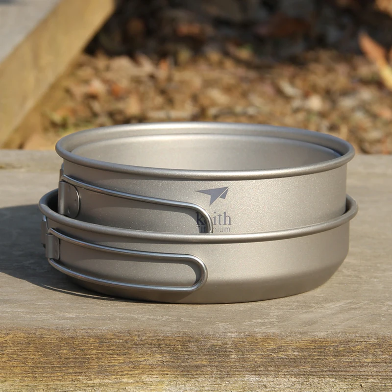 キース 3 個チタン調理器具パンボウルセット折りたたみハンド - Camping Cooking Roll のレビューと価格
