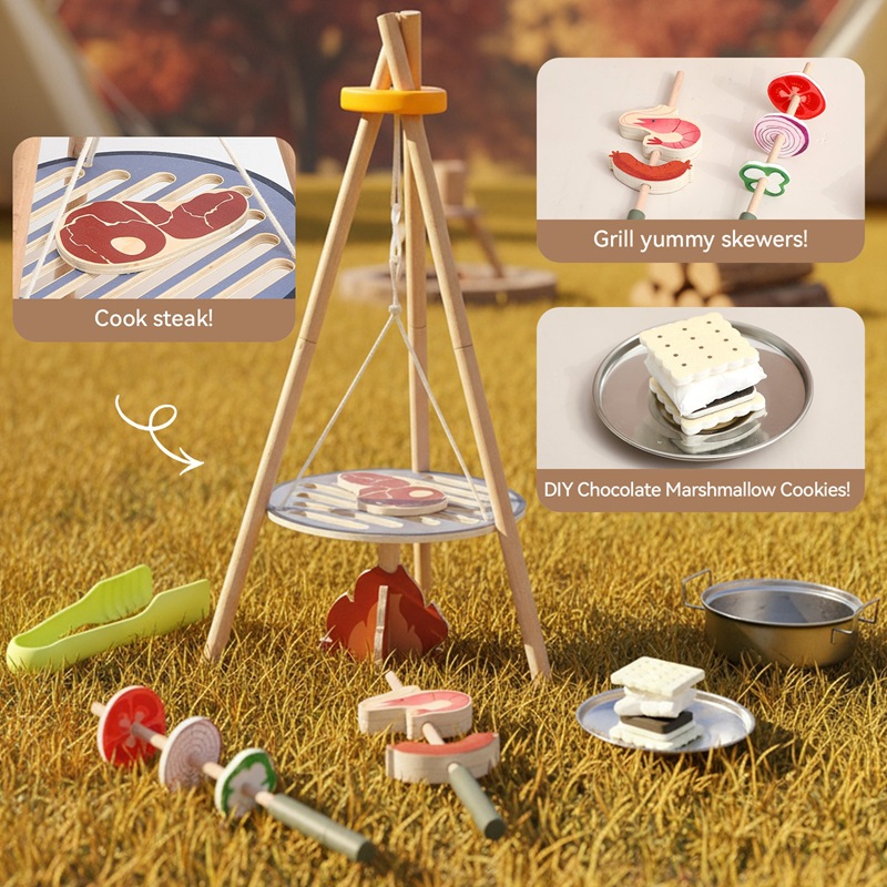 木製キッズキャンプバーベキュートイセット キャンプファイヤー - Camping Cooking Gifts のレビューと価格