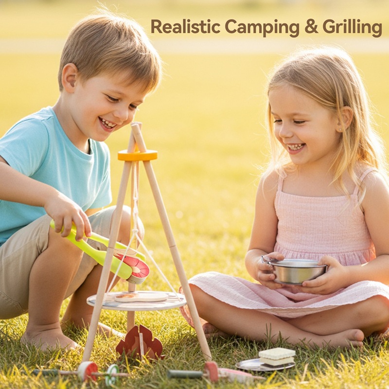 木製キッズキャンプバーベキュートイセット キャンプファイヤー - Camping Cooking Gifts のレビューと価格