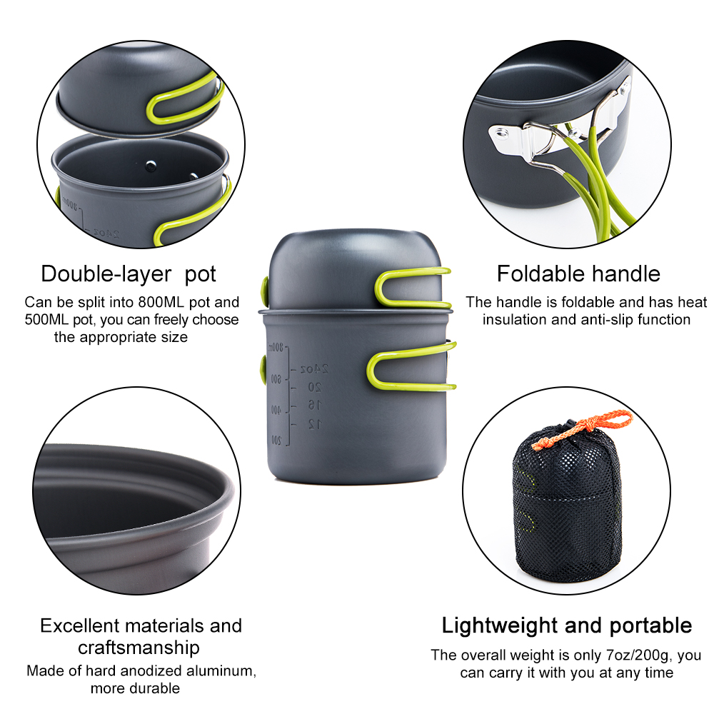 ワイドシー超軽量キャンプ調理器具アウトドア食器ポットセットハ - Camping Cooking Set Stainless Steel のレビューと価格