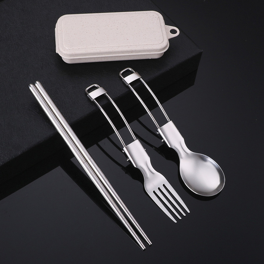 ピクニックカトラリーキャンプ用品簡単収納折りたたみデザイン安 - Camping Cooking Set Stainless Steel のレビューと価格