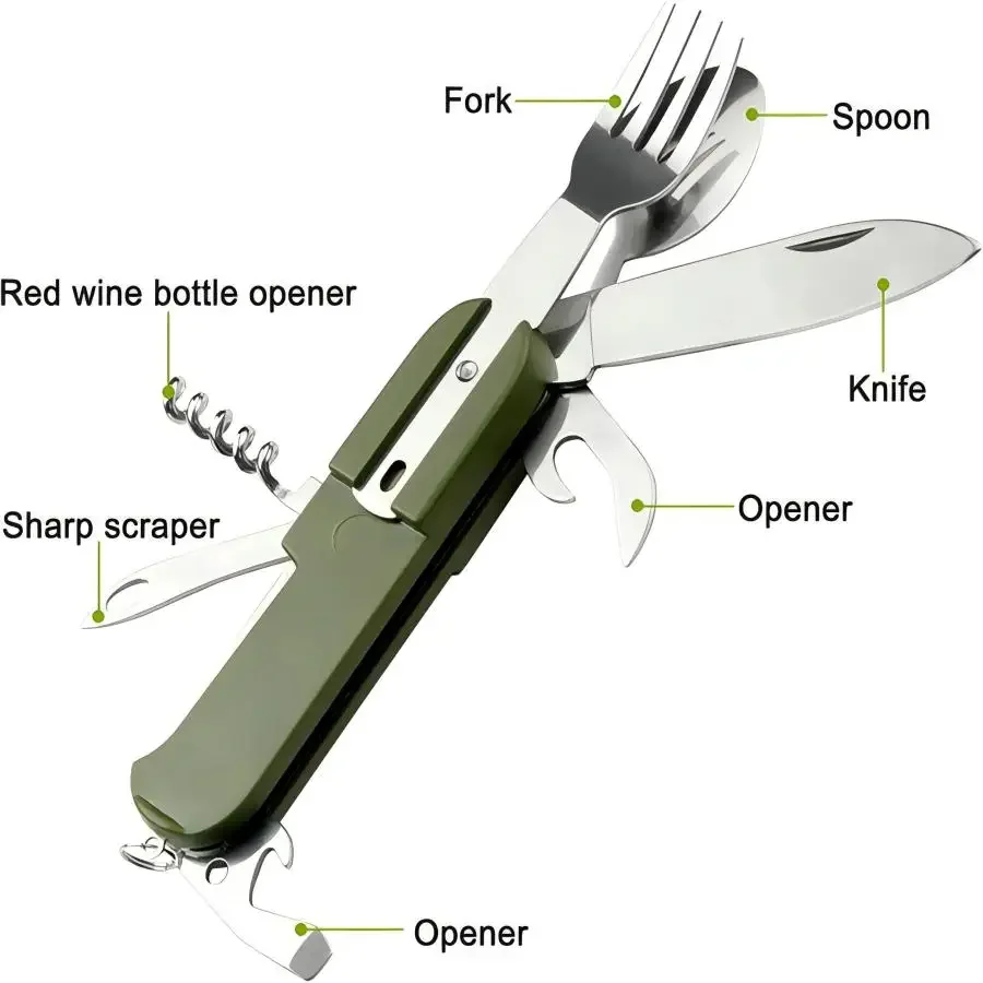 キャンプ用品 5-in-1 ステンレス製トラベルセット、多機 - Camping Cooking Set Stainless Steel のレビューと価格