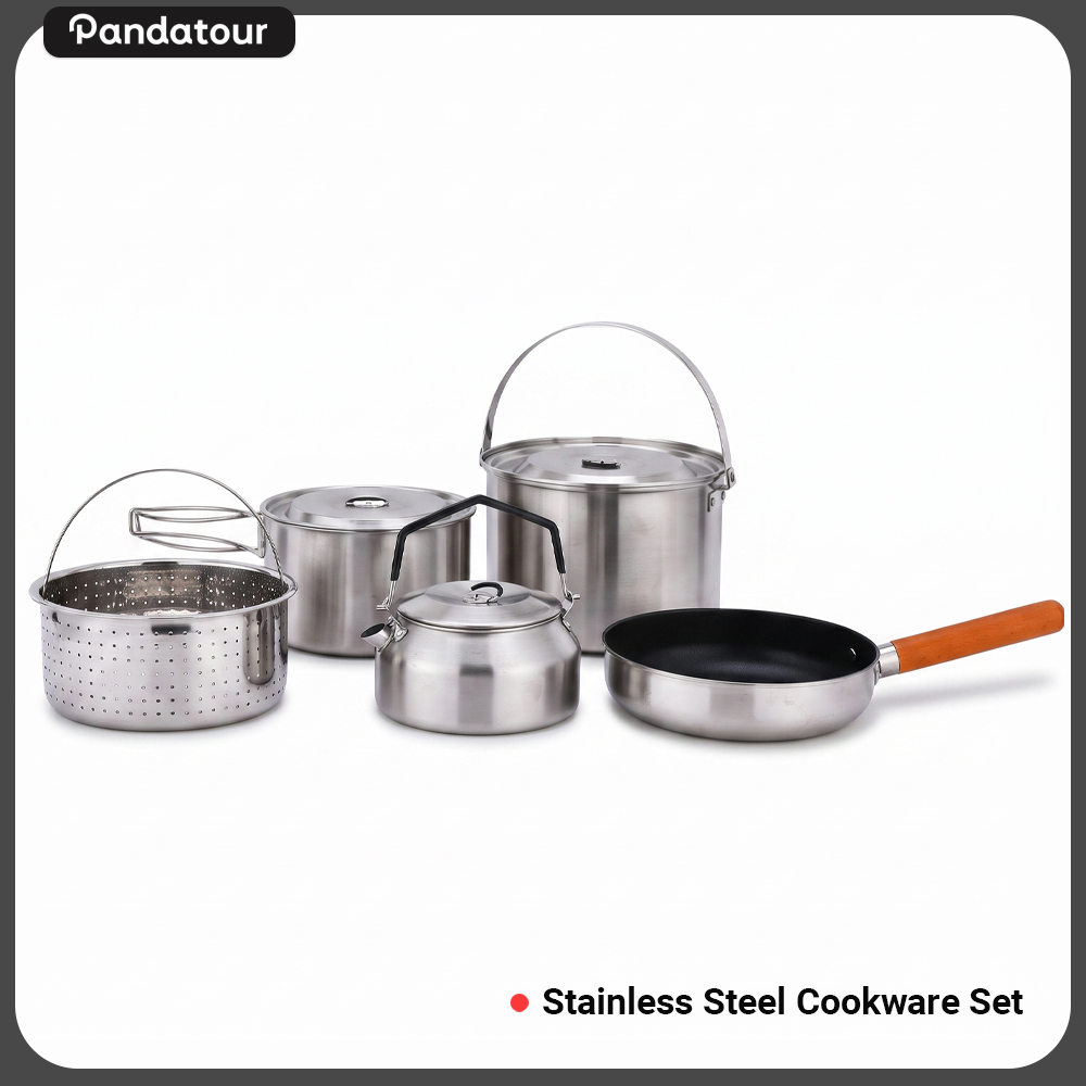 Pandatour アウトドアキャンプ用5点ステンレス製調理 - Camping Cooking Set Stainless Steel のレビューと価格
