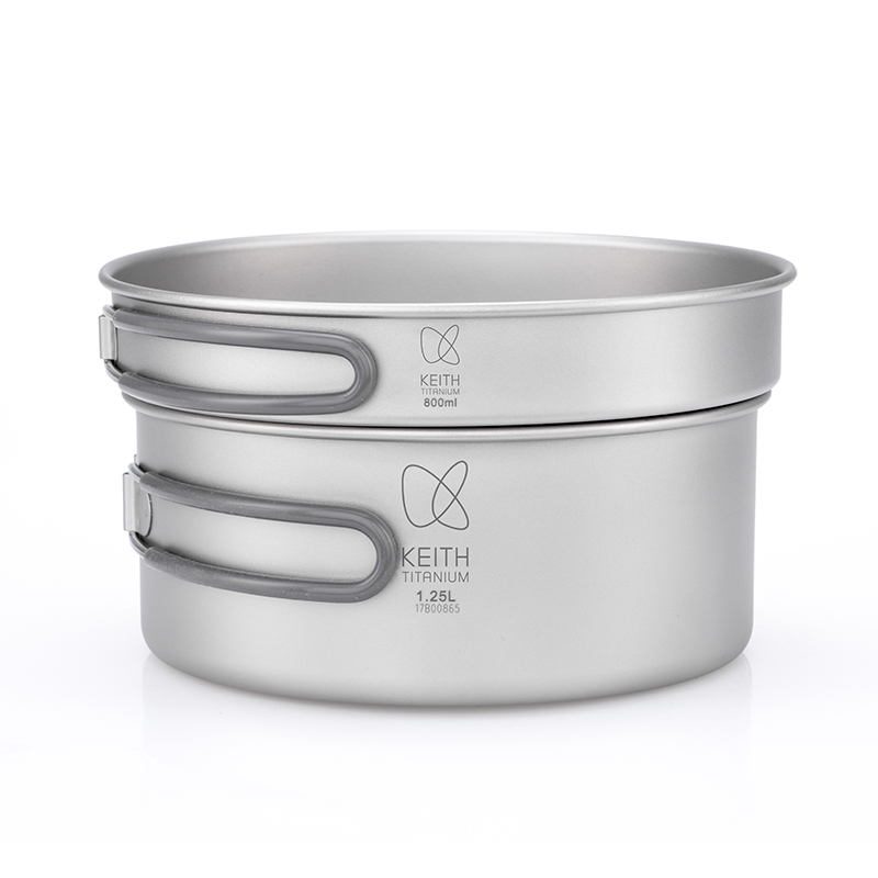 KEITH 純チタン製2ピース調理器具セット（800ml+1 - Camping Cooking Kitchen Set のレビューと価格