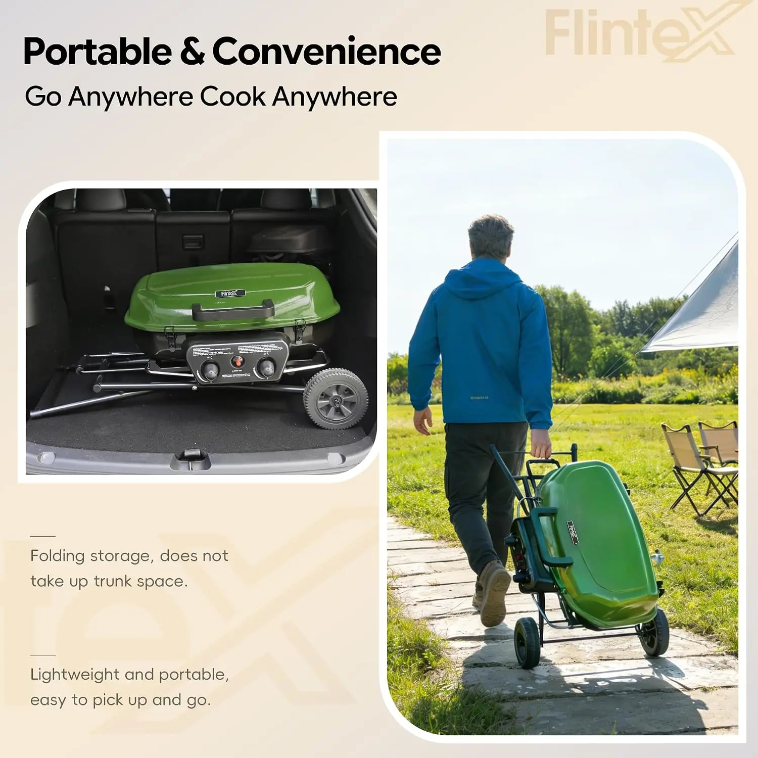 ポータブルプロパンガスグリル、340平方インチ 2バーナー折 - Camping Cooking Range のレビューと価格