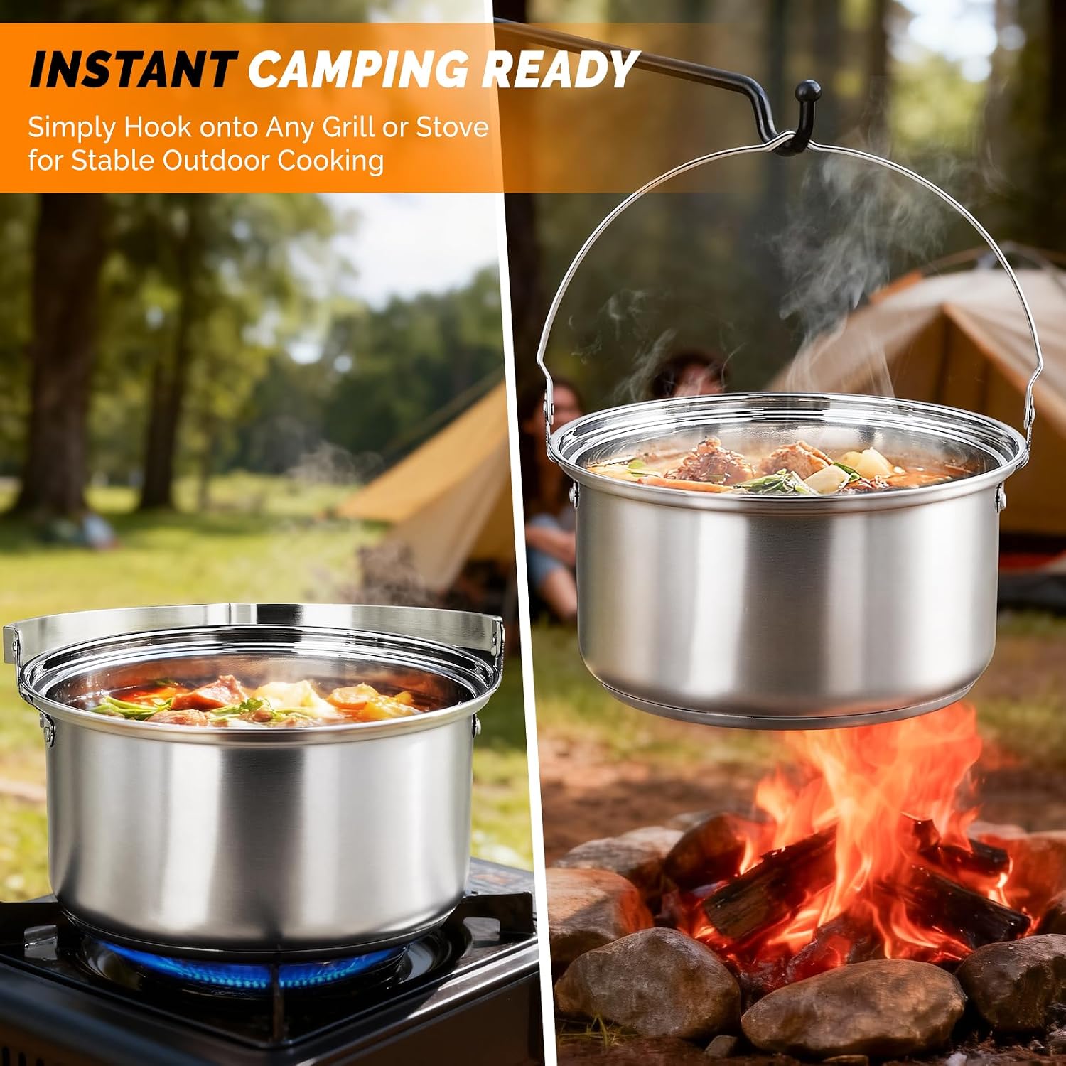 6点調理器具セット、304ステンレス製軽量ノンスティック鍋、 - Camping Cooking Fire のレビューと価格