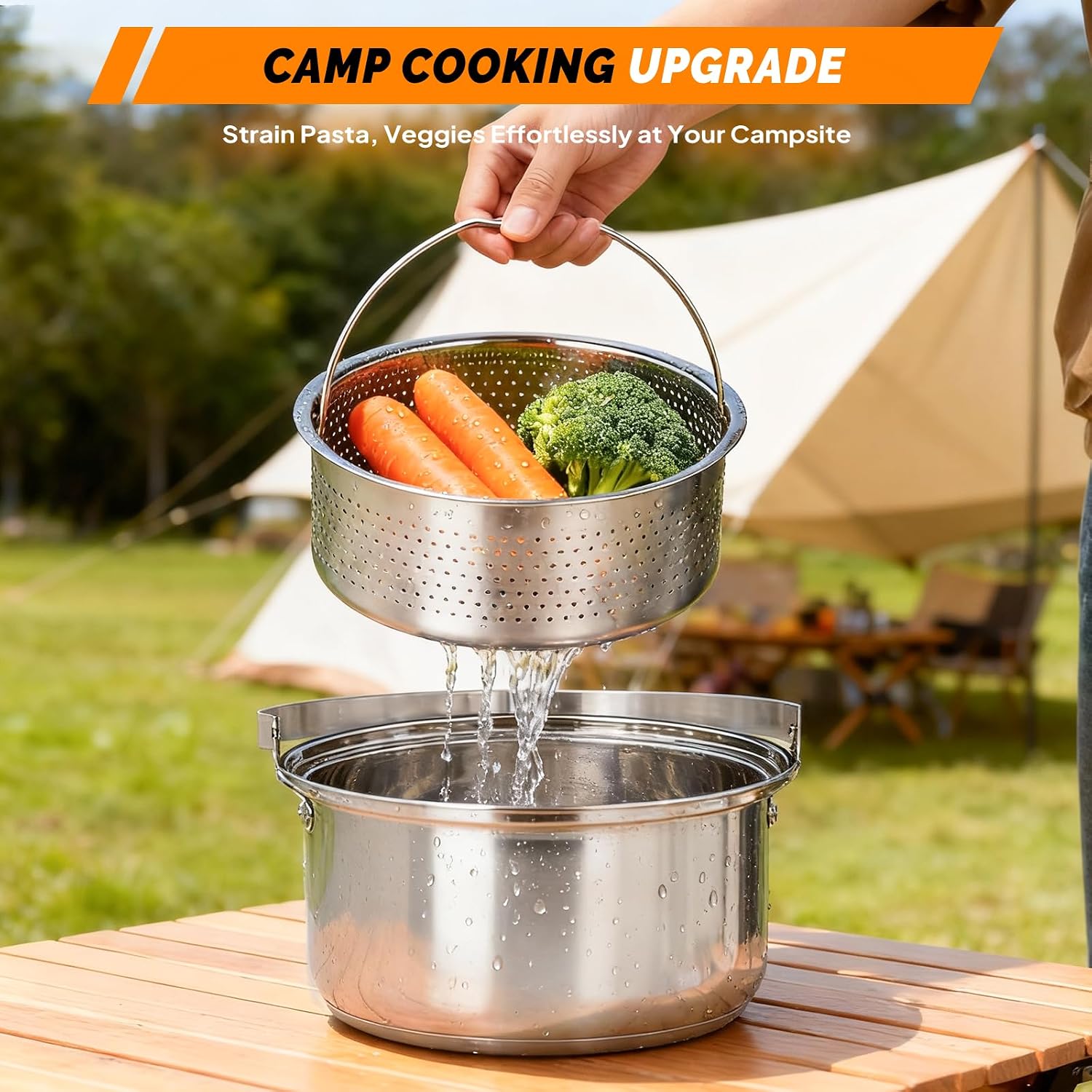 6点調理器具セット、304ステンレス製軽量ノンスティック鍋、 - Camping Cooking Fire のレビューと価格