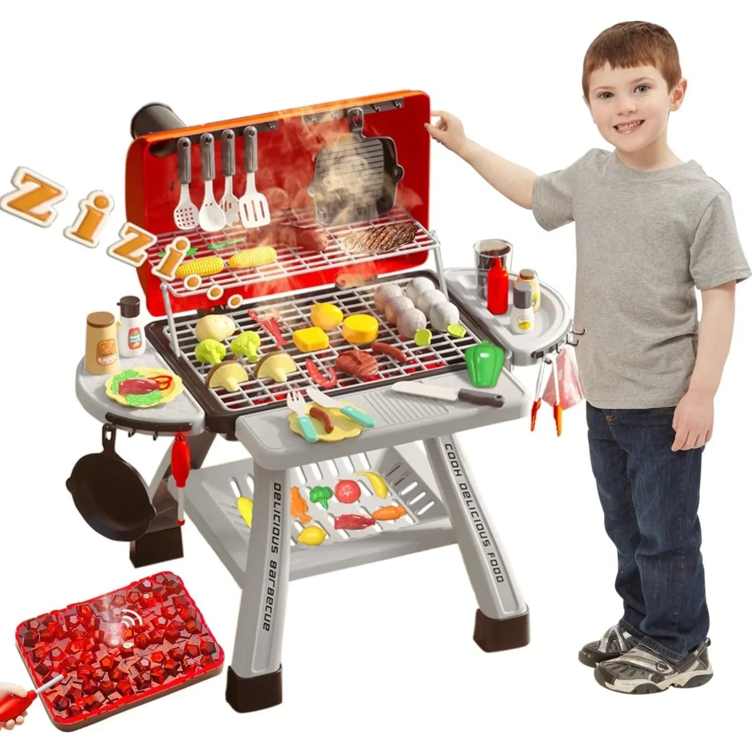バーベキューグリルおもちゃセット子供用バーベキューごっこ遊び - Camping Cooking Gifts のレビューと価格