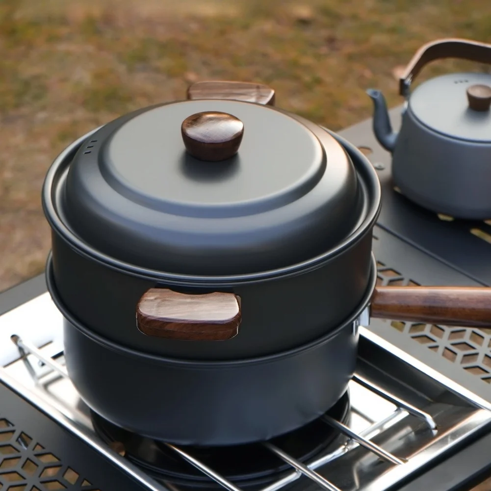 3L キャンプ調理鍋セット アルミ合金製ホットポットと蒸し器 - Camping Cooking Kitchen Set のレビューと価格