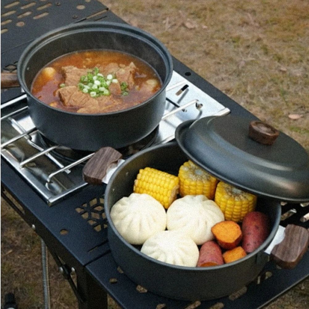 3L キャンプ調理鍋セット アルミ合金製ホットポットと蒸し器 - Camping Cooking Kitchen Set のレビューと価格
