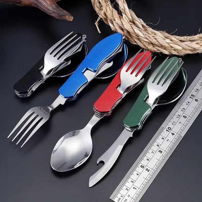 ステンレス製カトラリー 4in1 アウトドアピクニック用食器 - Camping Cooking Set Stainless Steel のレビューと価格