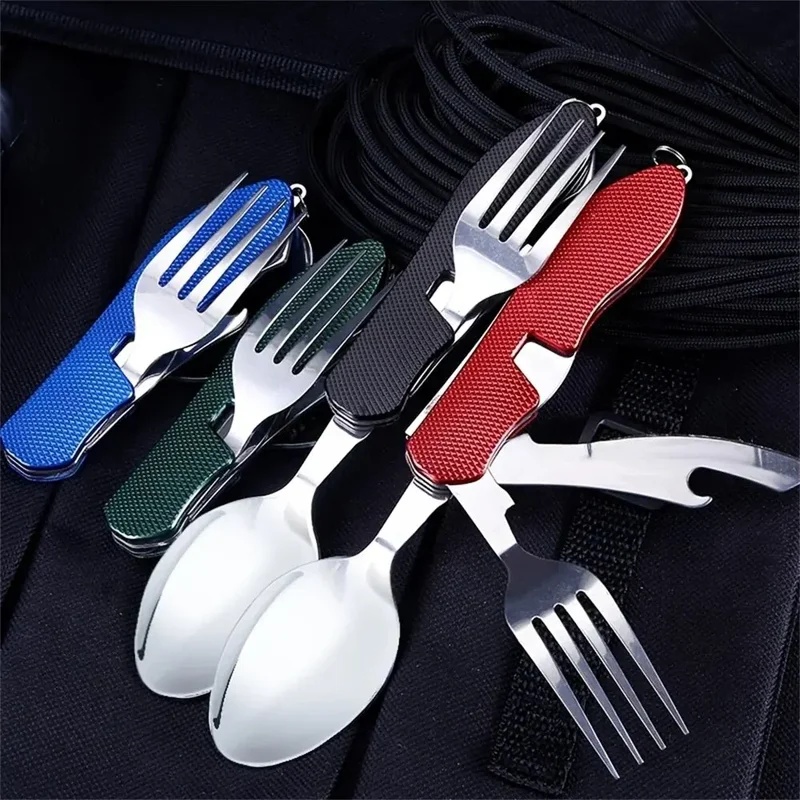 ステンレス製カトラリー 4in1 アウトドアピクニック用食器 - Camping Cooking Set Stainless Steel のレビューと価格