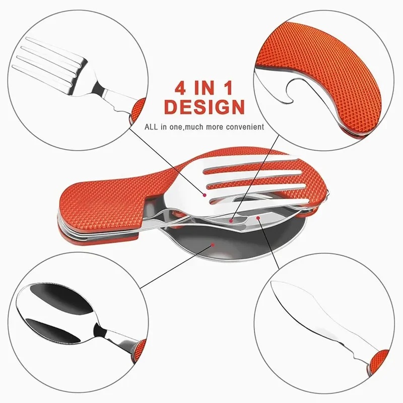 ステンレス製カトラリー 4in1 アウトドアピクニック用食器 - Camping Cooking Set Stainless Steel のレビューと価格