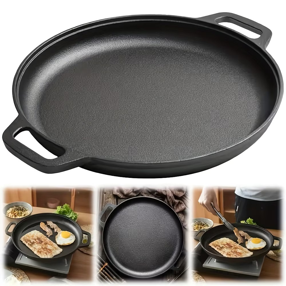 シーズニング済みの鋳鉄製ピザパン。厚手の丸型鋳鉄製グリルパン - Camping Cooking Range のレビューと価格