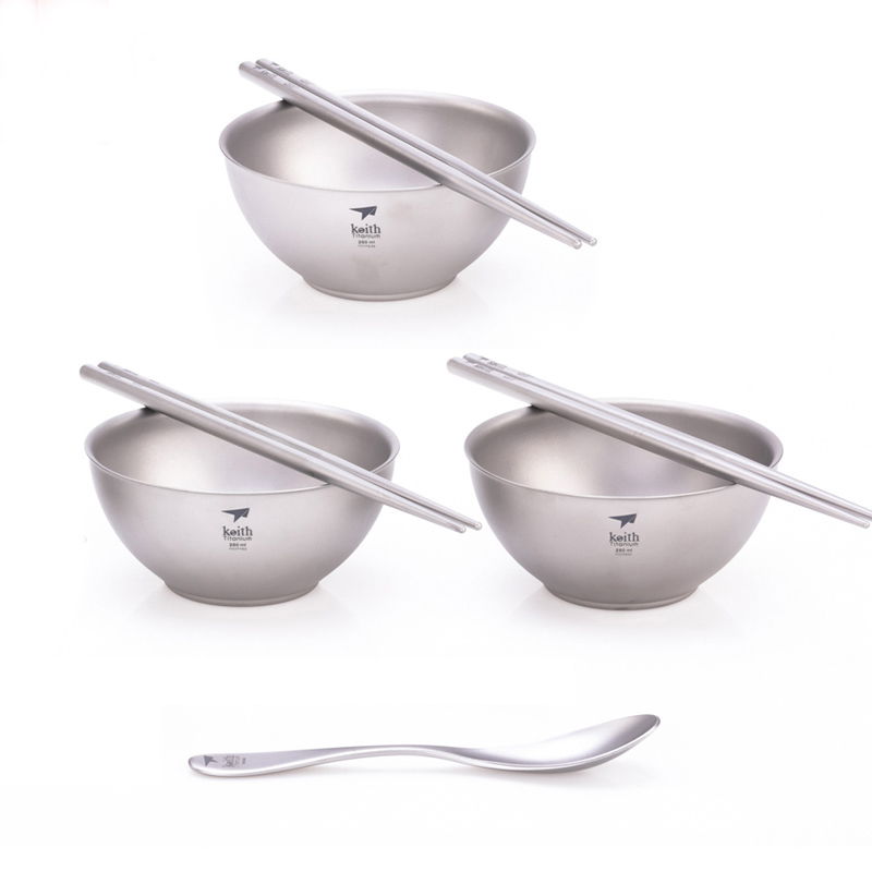 キースクッキングセット、チタンボウル箸スプーンホームキット、 - Camping Cooking Gifts のレビューと価格