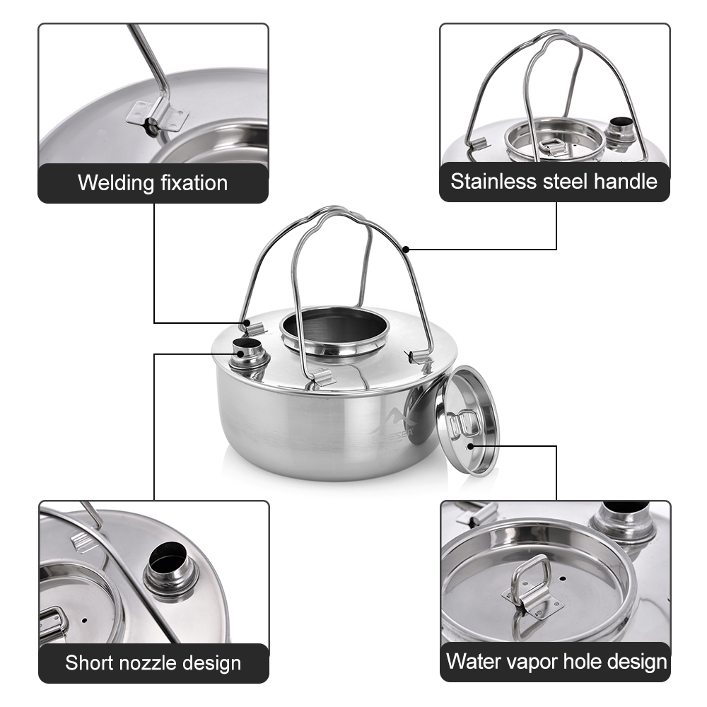 Wideea-ステンレス鋼のやかん、旅行の必需品、コーヒー調 - Camping Cooking Set Stainless Steel のレビューと価格