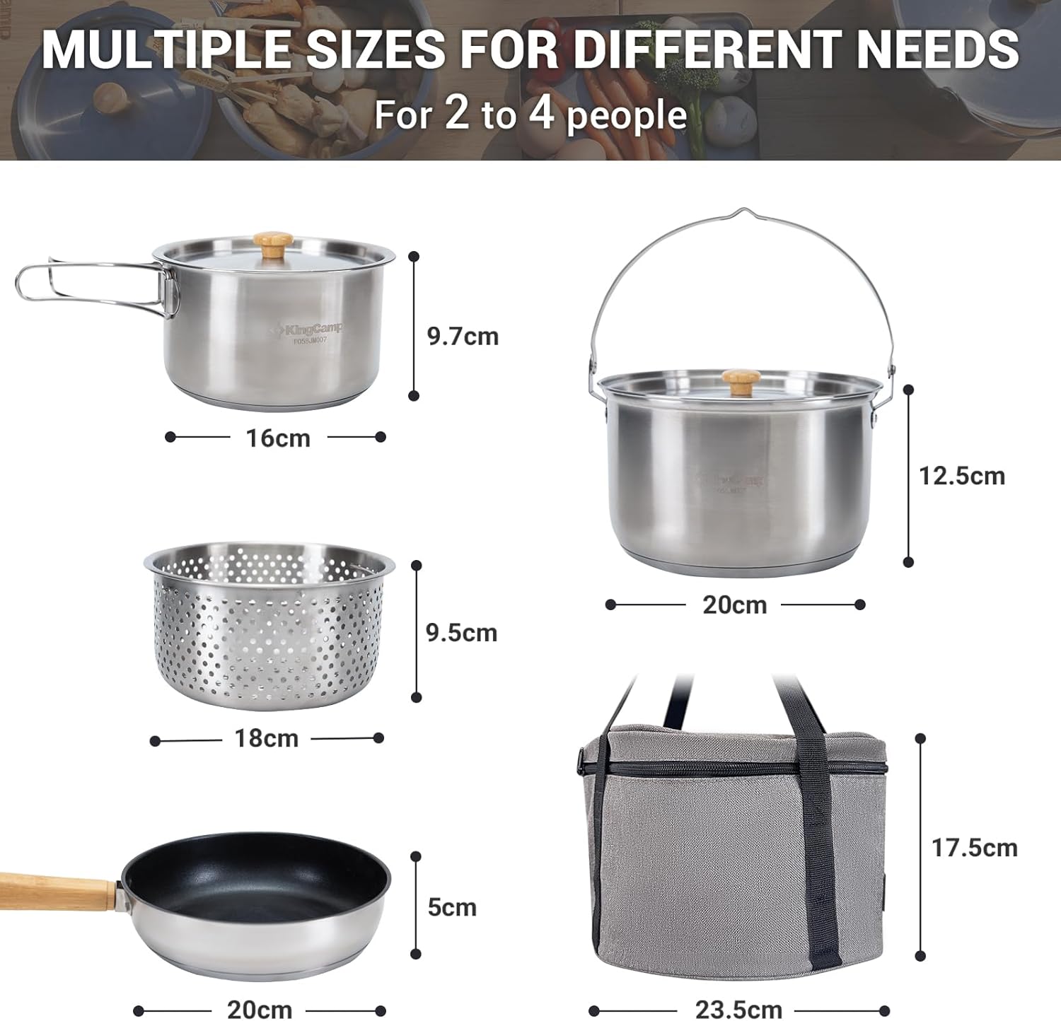 304ステンレス鋼キャンプ用調理器具セット - キャンプファ - Camping Cooking Kitchen Set のレビューと価格