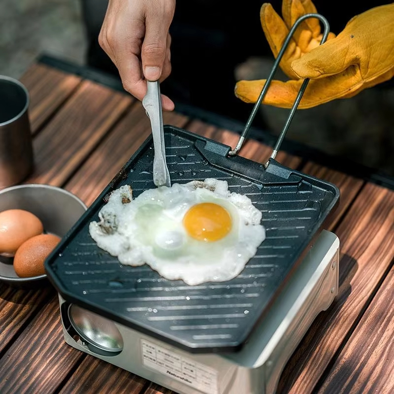 耐久性のある正方形ステンレス鋼グリルパン、ノンスティック、頑 - Camping Cooking Range のレビューと価格