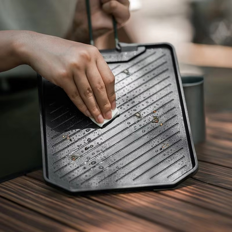 耐久性のある正方形ステンレス鋼グリルパン、ノンスティック、頑 - Camping Cooking Range のレビューと価格