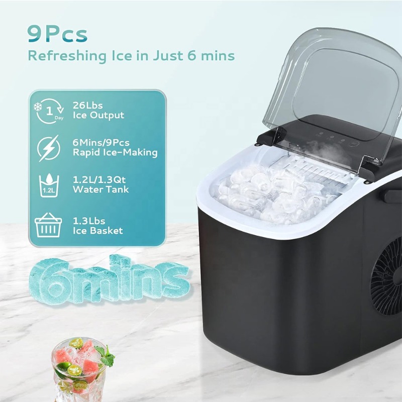 持ち運び可能なカウンタートップ型製氷機。取っ手付きで、家庭、 - Camping Cooking Portable のレビューと価格